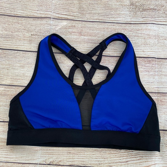 LA SENZA Blue Black Bralette with Glitter & Mesh